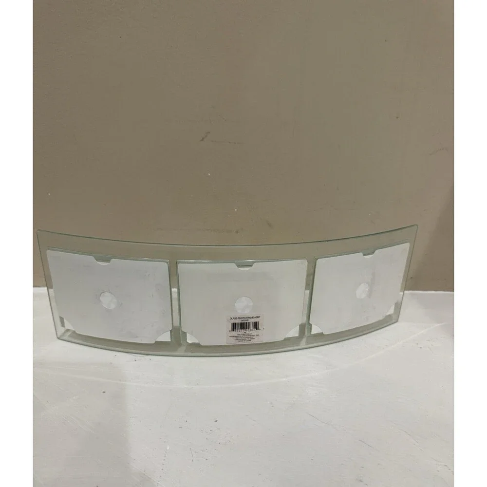Curved Glass Triple Picture Photo Frame 3.5 x5 Beveled Modern Desk Mantel Decor